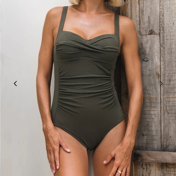 Niptuck Joanne Olive Green One-Piece Swimsuit Sz 6 nwt , 017 - Picture 3 of 7